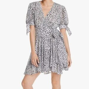 C/MEO Collective Apparent Leopard Print Wrap Dress Ivory Painted Spot size small